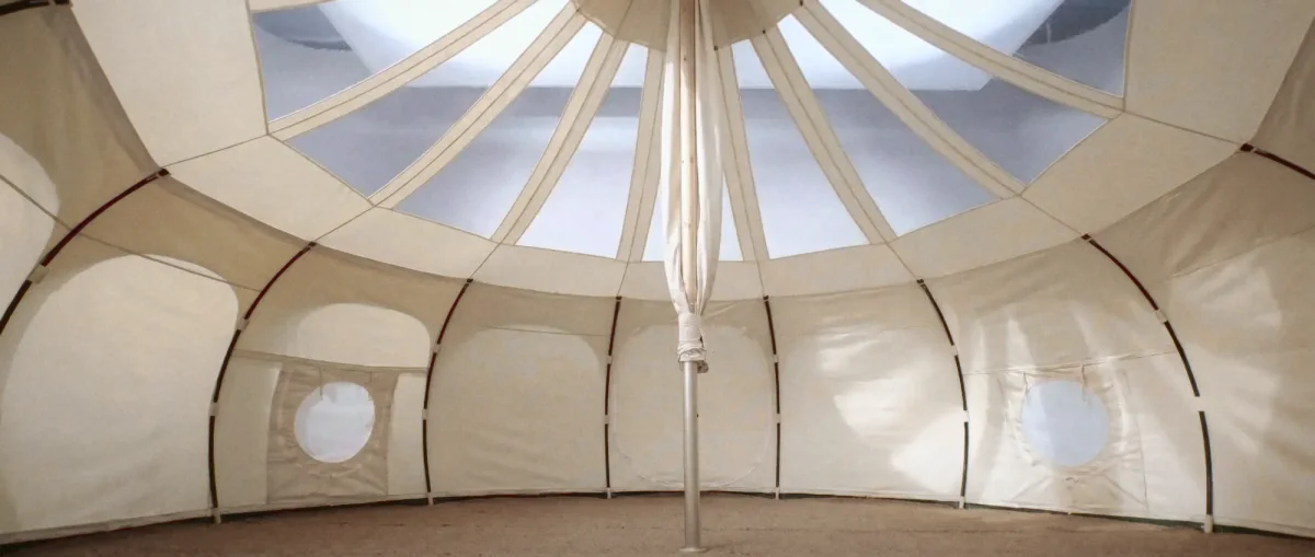 Luxury tent panoramic roof windows looking up