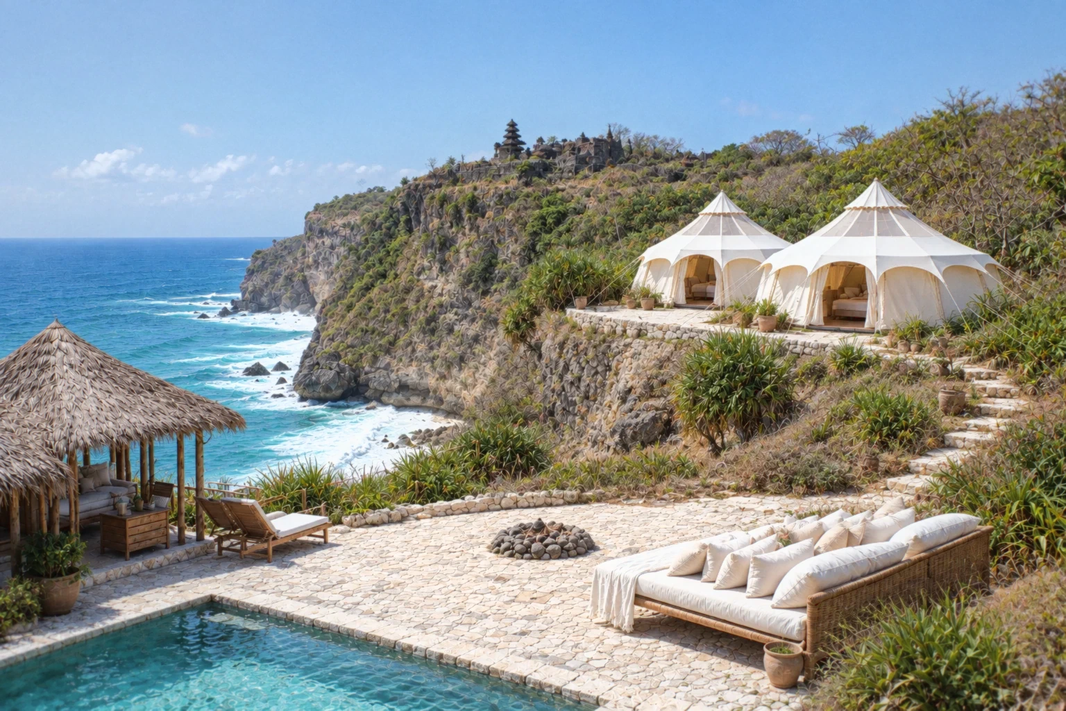 Luxury tents at Uluwatu clifftop boutique hotel